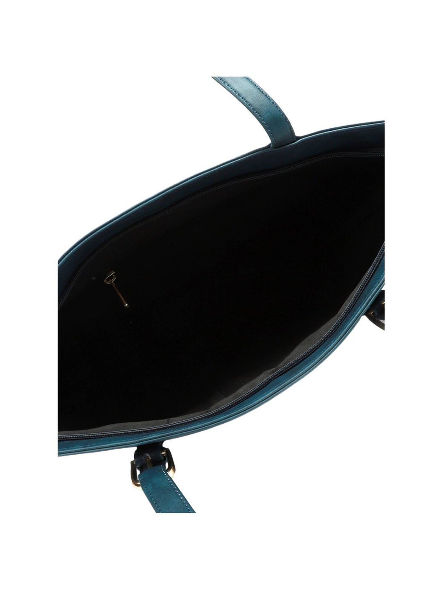 Carlton London Navy Blue Solid Medium Tote Handbag