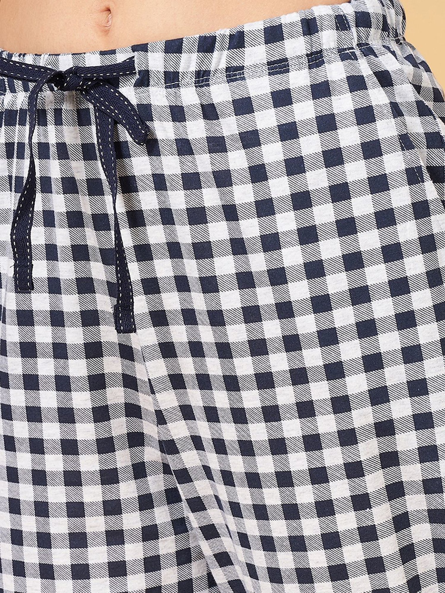 Dreamz by Pantaloons Navy Cotton Chequered Pyjamas