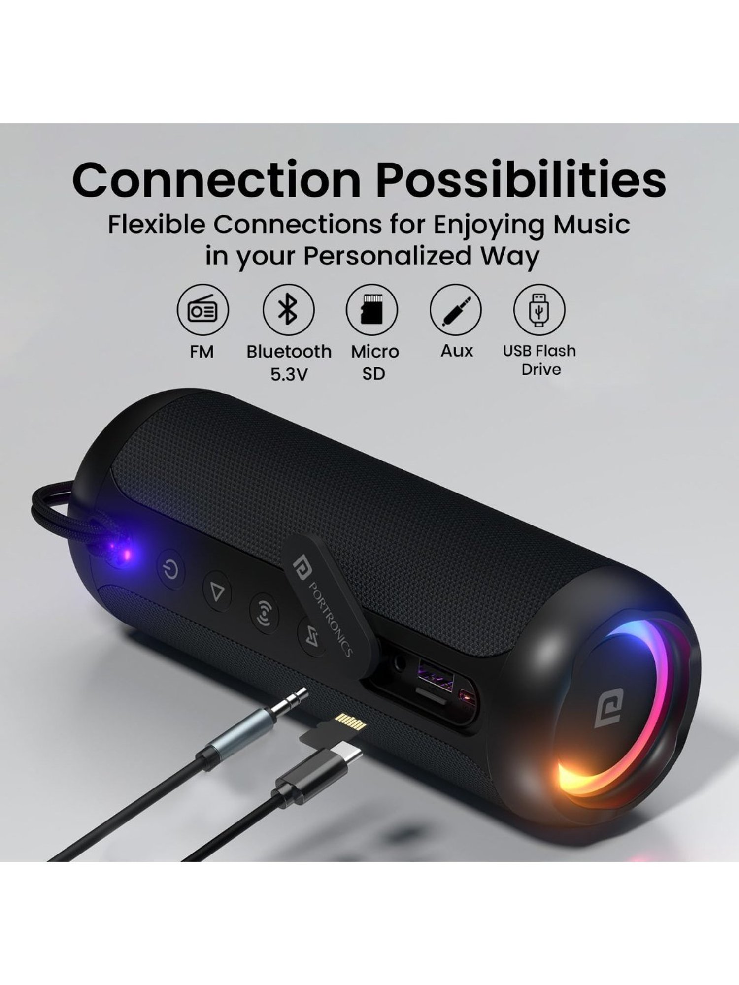 Portronics Breeze 5, 25W Portable Wireless Bluetooth Speaker with in Built 6H playtime (Black)