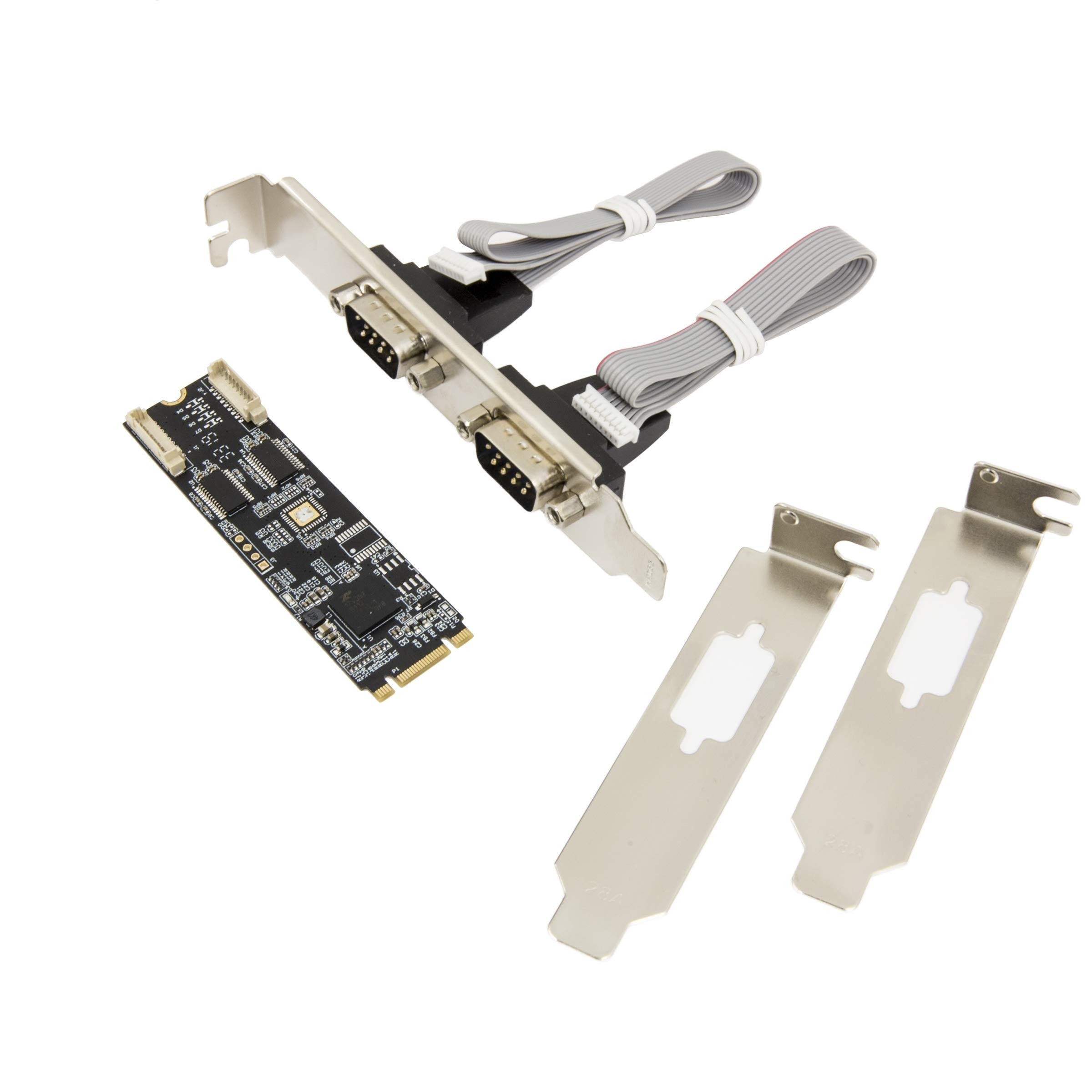 IO CREST 2 Port RS-232 DB9 Serial M.2 B+M Key Controller Card