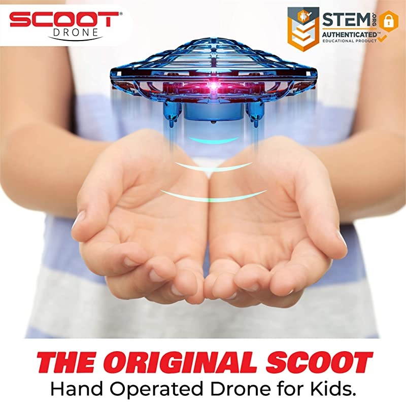 Scoot Hand Operated Drones for Kids or Adults Hands Free Mini Drone Easy Indoor Small UFO Flying Ball Drone Toys for Boys and Girls Blue