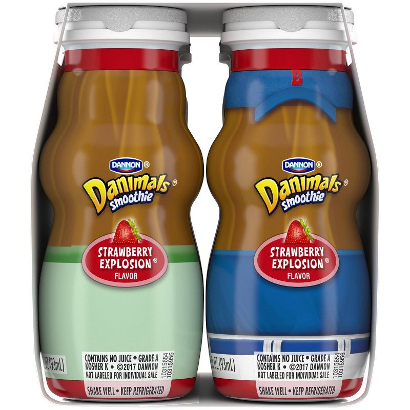 Dannon Danimals Strawberry Yogurt Kids' Smoothie Drinks - 6pk/3.1 fl oz bottles
