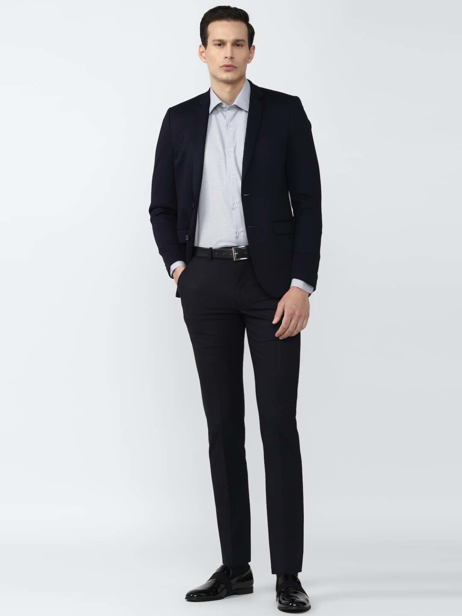 Van Heusen Black Slim Fit Checks Trousers