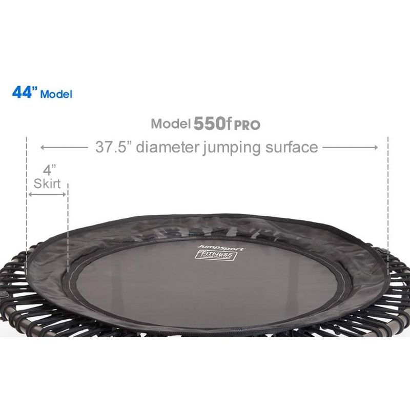 JumpSport 550f PRO Indoor Heavy Duty Lightweight 44-Inch Folding Fitness Trampoline, Black