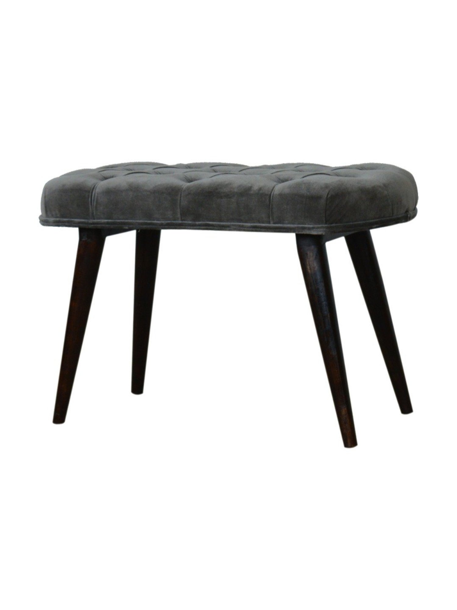 Artisan Furniture Black & Grey Cotton Velvet Deep Button Bench