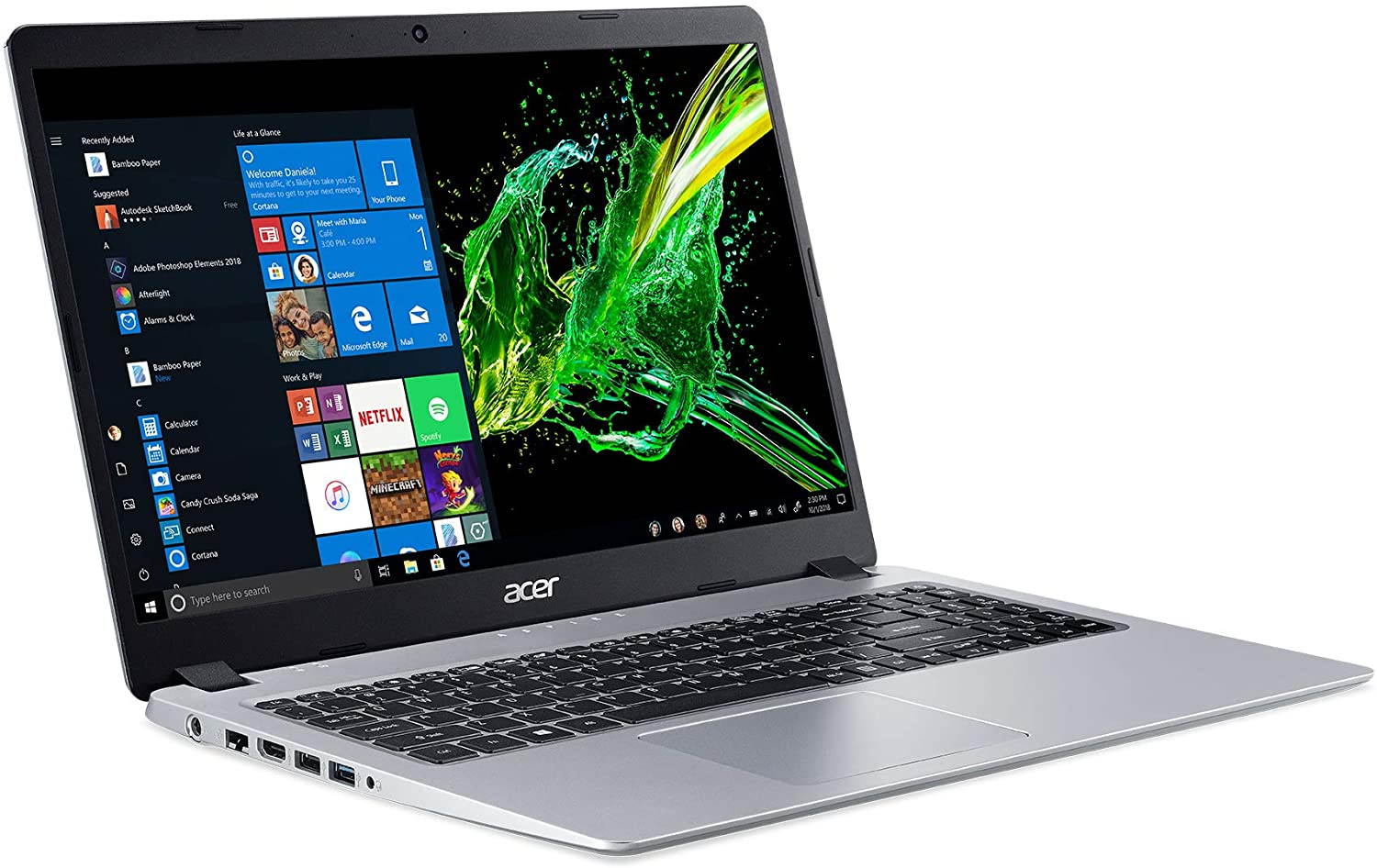 Acer Aspire 5 Slim Laptop, 15.6" Full HD IPS Display, AMD Ryzen 3 3200U, Vega 3 Graphics, 4GB DDR4, 128GB SSD, Backlit Keyboard, Windows 10 in S Mode, A515-43-R19L