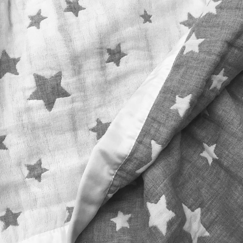 Living Textiles Baby Cotton Muslin Jacquard Blanket - Gray Star