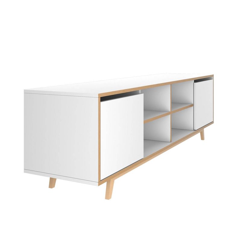 Jones TV Stand for TVs up to 60" White/Pine Wood - Manhattan Comfort