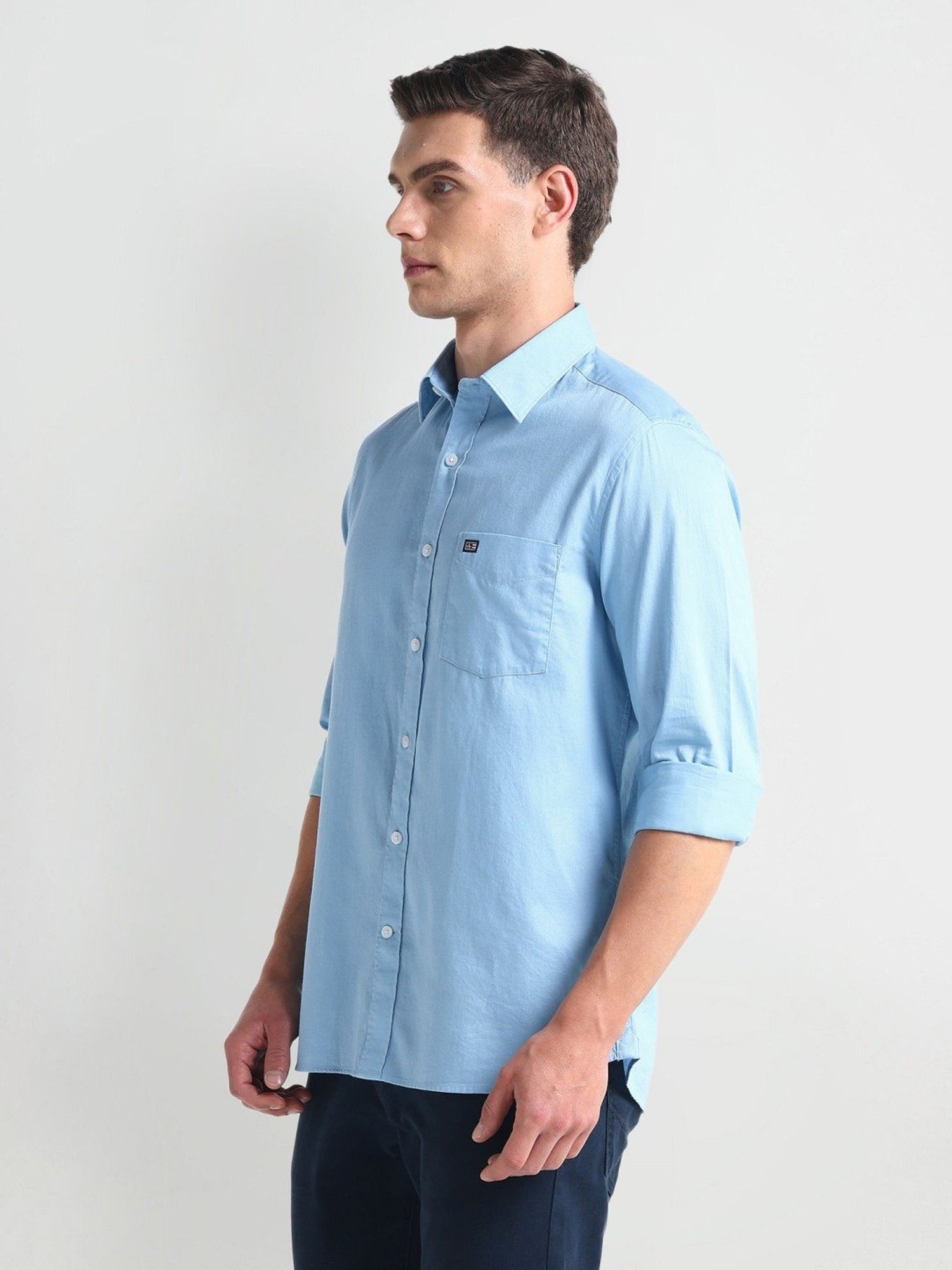 Arrow Sports Blue Cotton Slim Fit Shirt