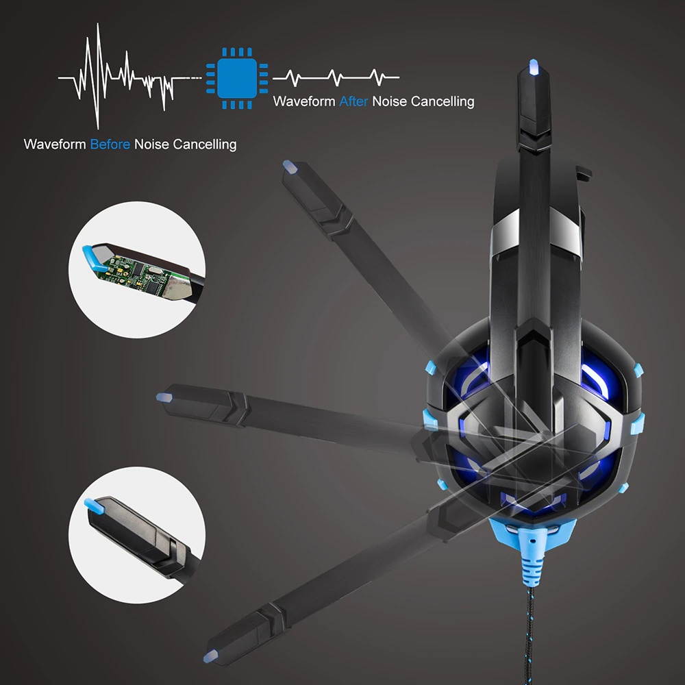 ONIKUMA K2A Gaming Headphones Casque Noise-canceling Sound Stereo USB Wired LED Headset with Microphone for PC Xbox One /Laptop