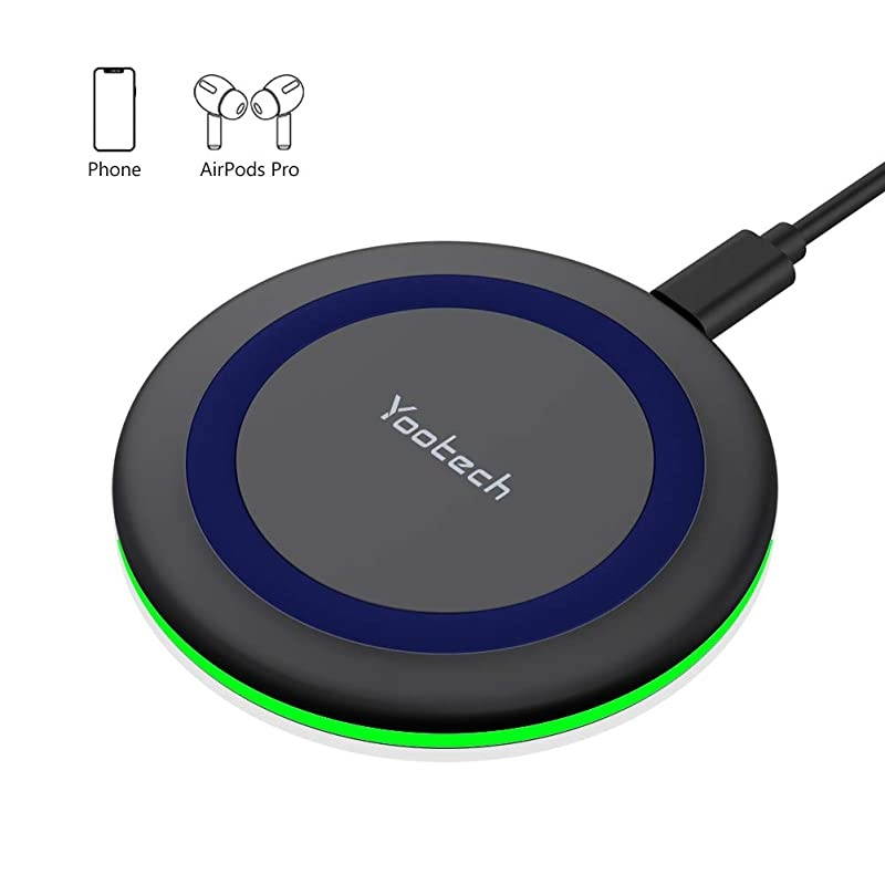 Wireless Charger,Qi-Certified 10W Max Fast Wireless Charging Pad Compatible with iPhone 11/11 Pro/11 Pro Max/XS MAX/XR/XS/X/8, Samsung Galaxy Note 10/S10/S9/S8,AirPods Pro(No AC Adapter)