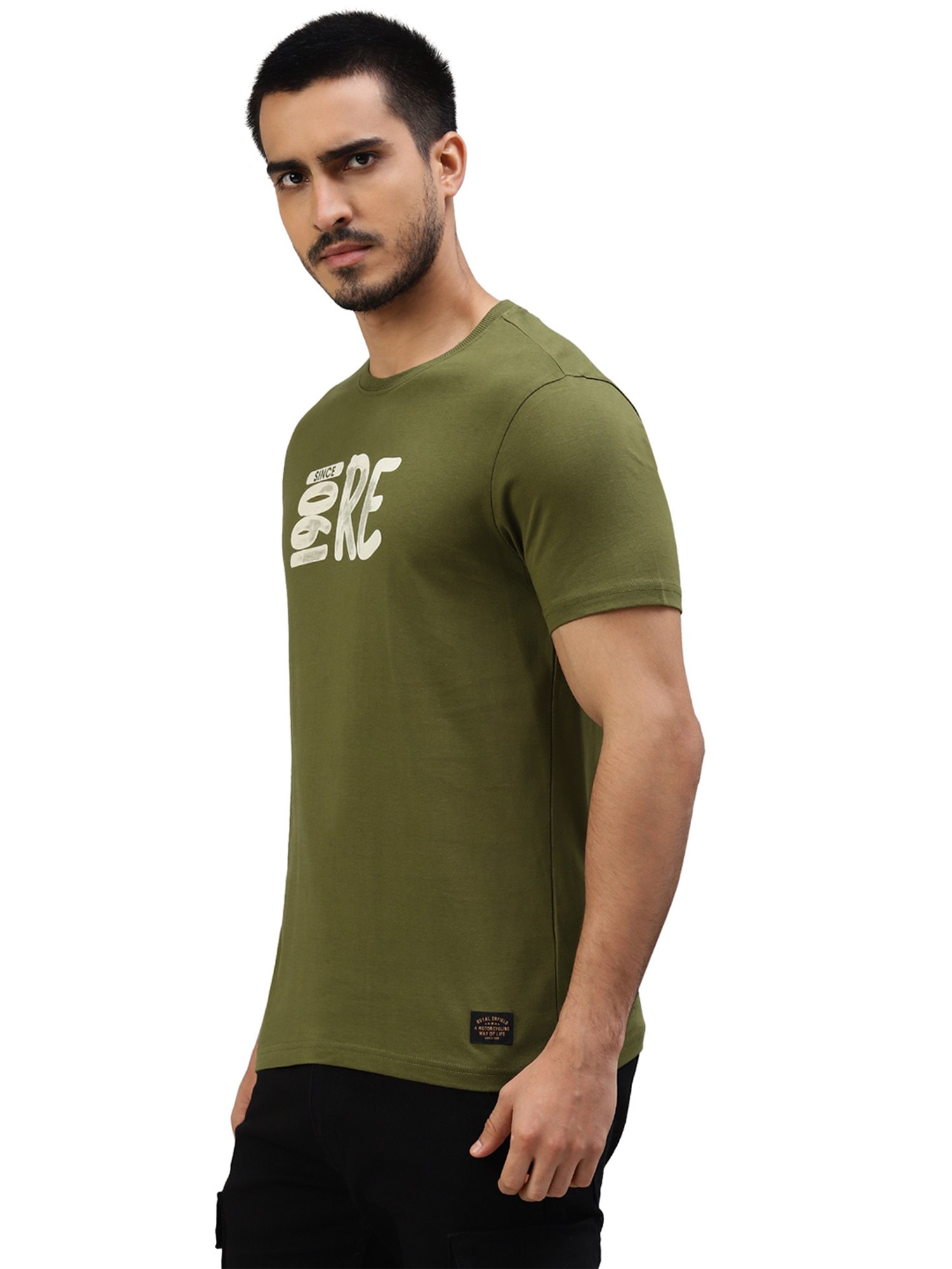 Royal Enfield Everyday Adventure Olive Regular Fit Printed Crew T-Shirt