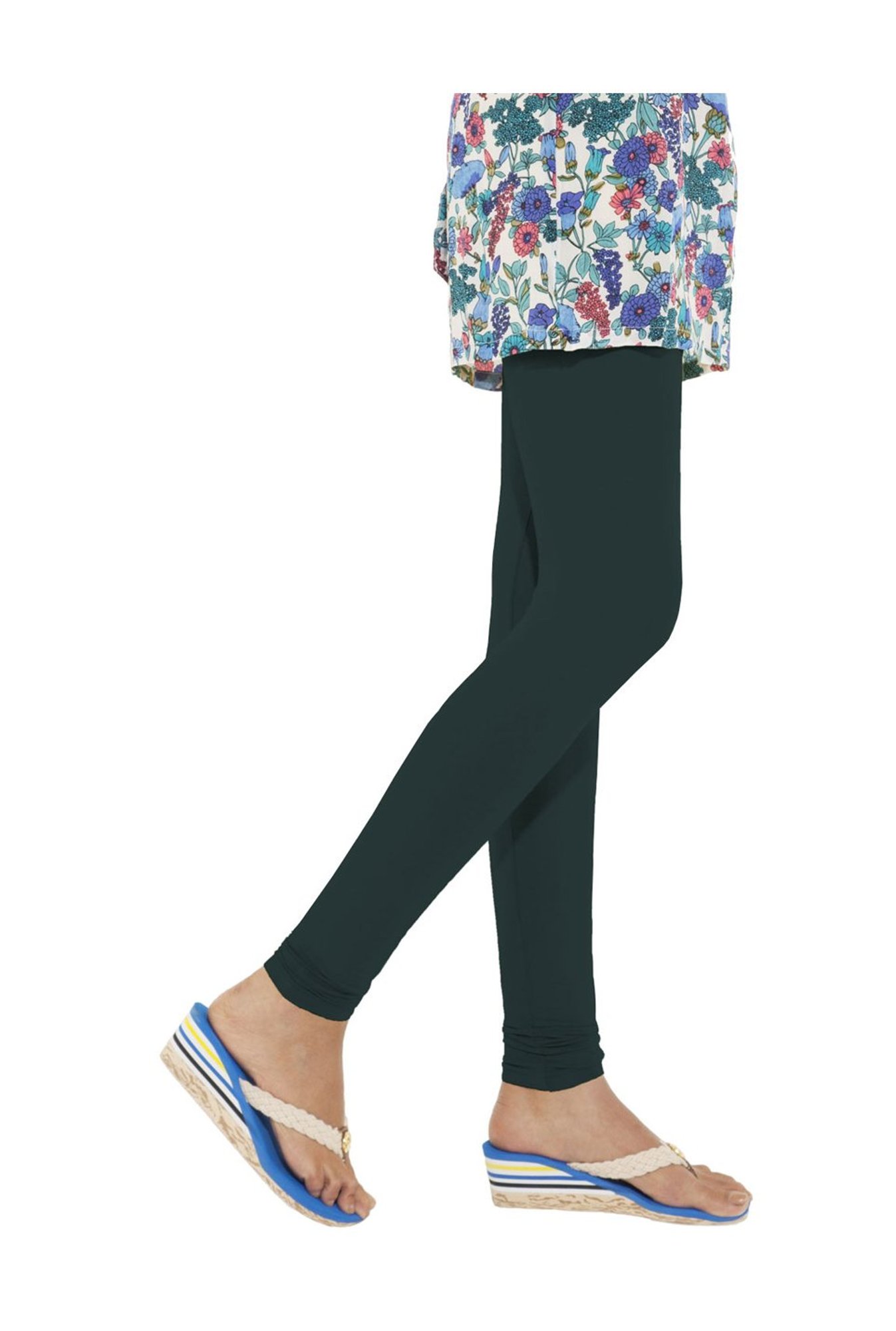 Go Colors Bottle Green Skinny Fit Churidar