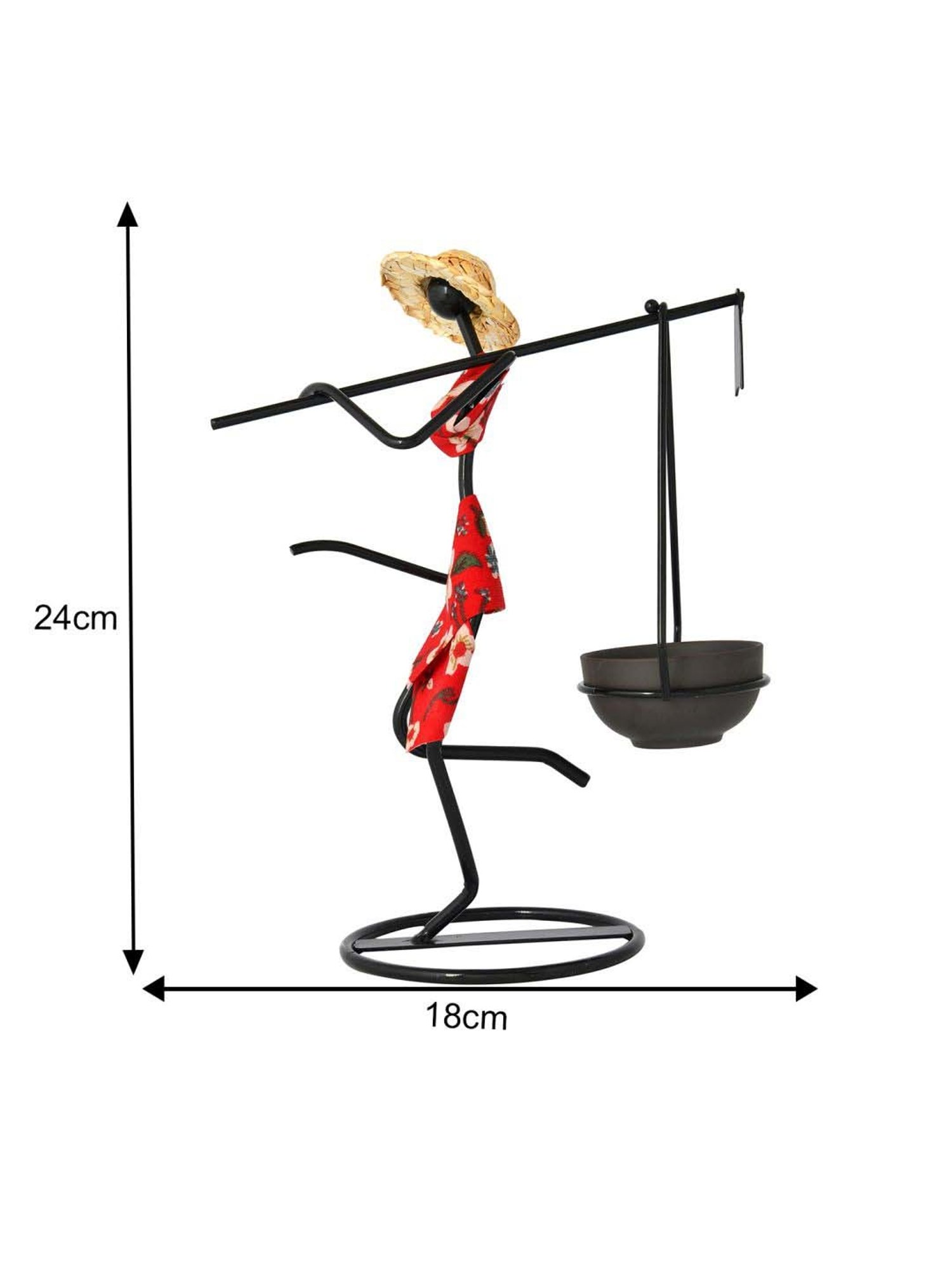 Tayhaa Black & Red Iron Metal Lady Elegant Candle Holder