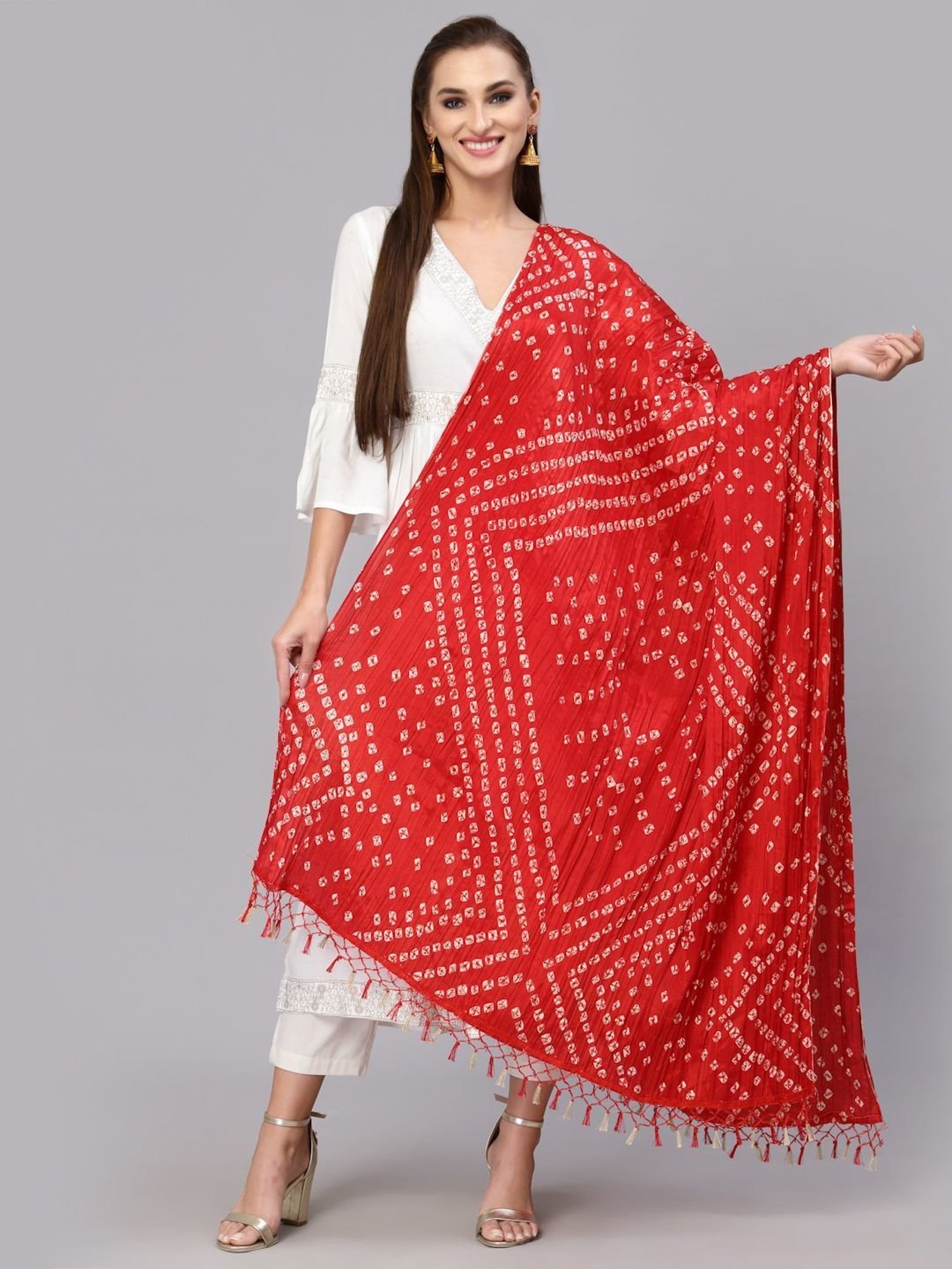 Stylum Red Printed Dupatta