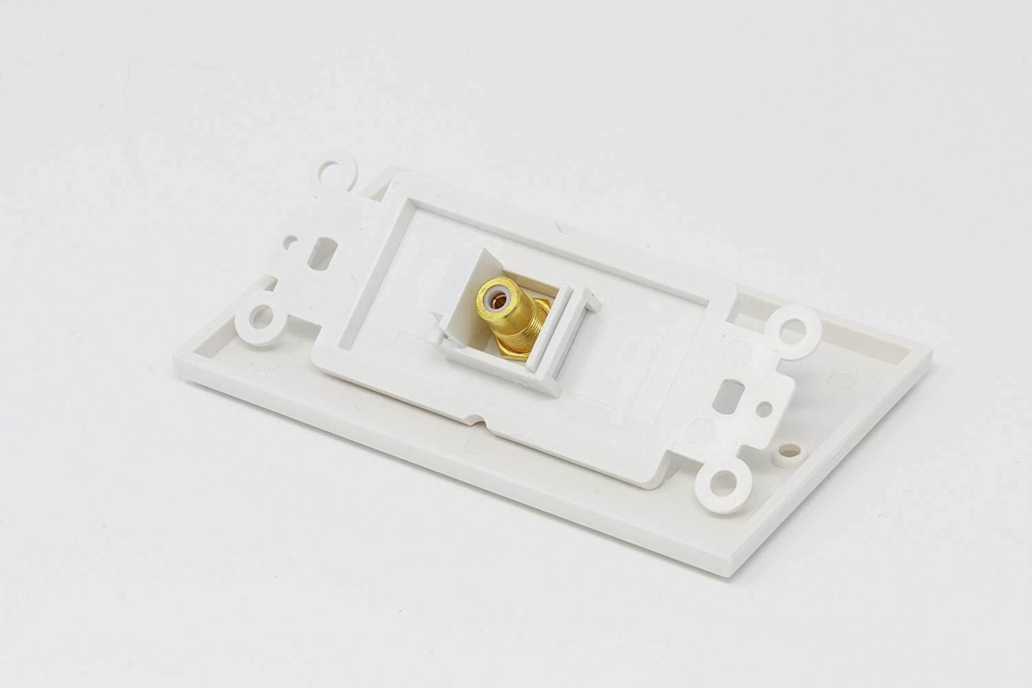 RiteAV - 1 RCA White for Subwoofer Audio Port Wall Plate Decorative - White