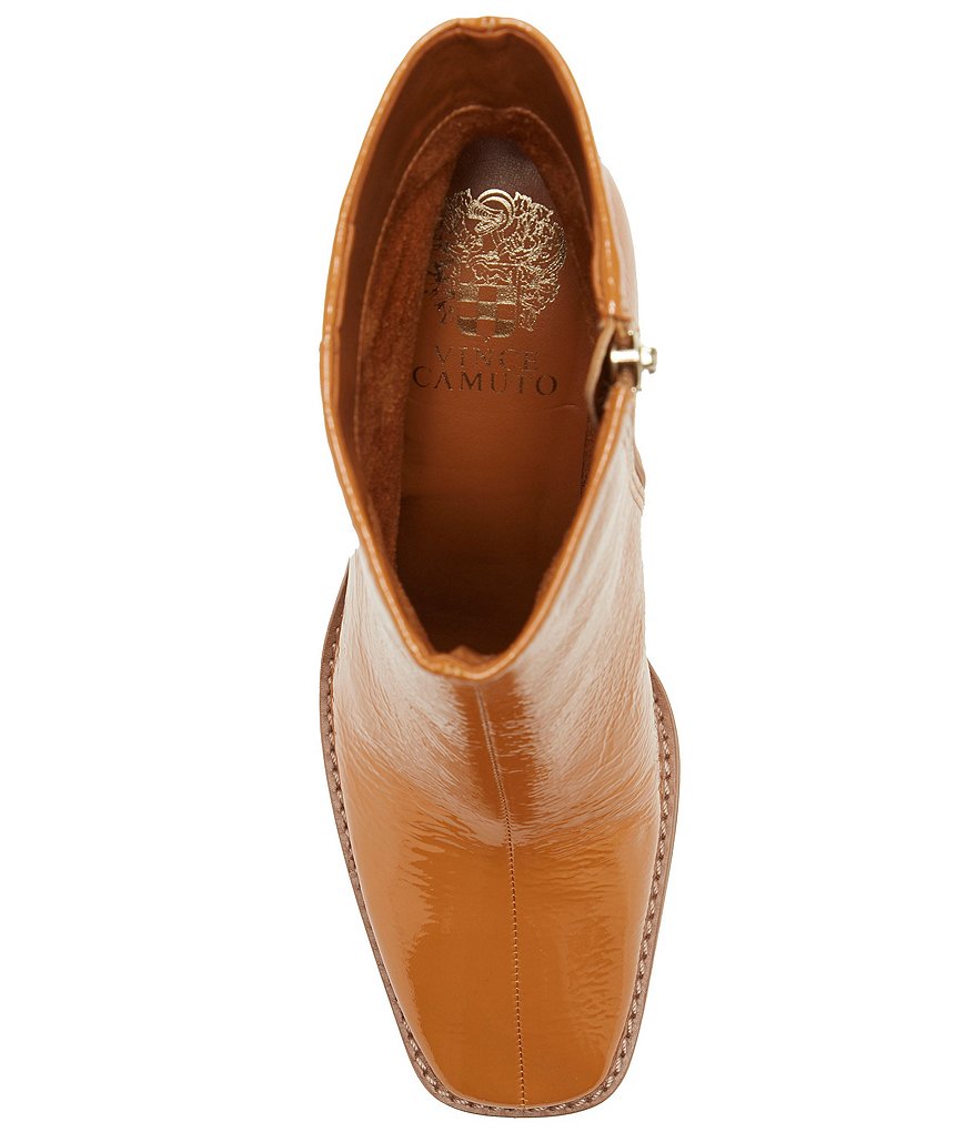 Vince Camuto Eshera Patent Leather Square Toe Block Heel Booties