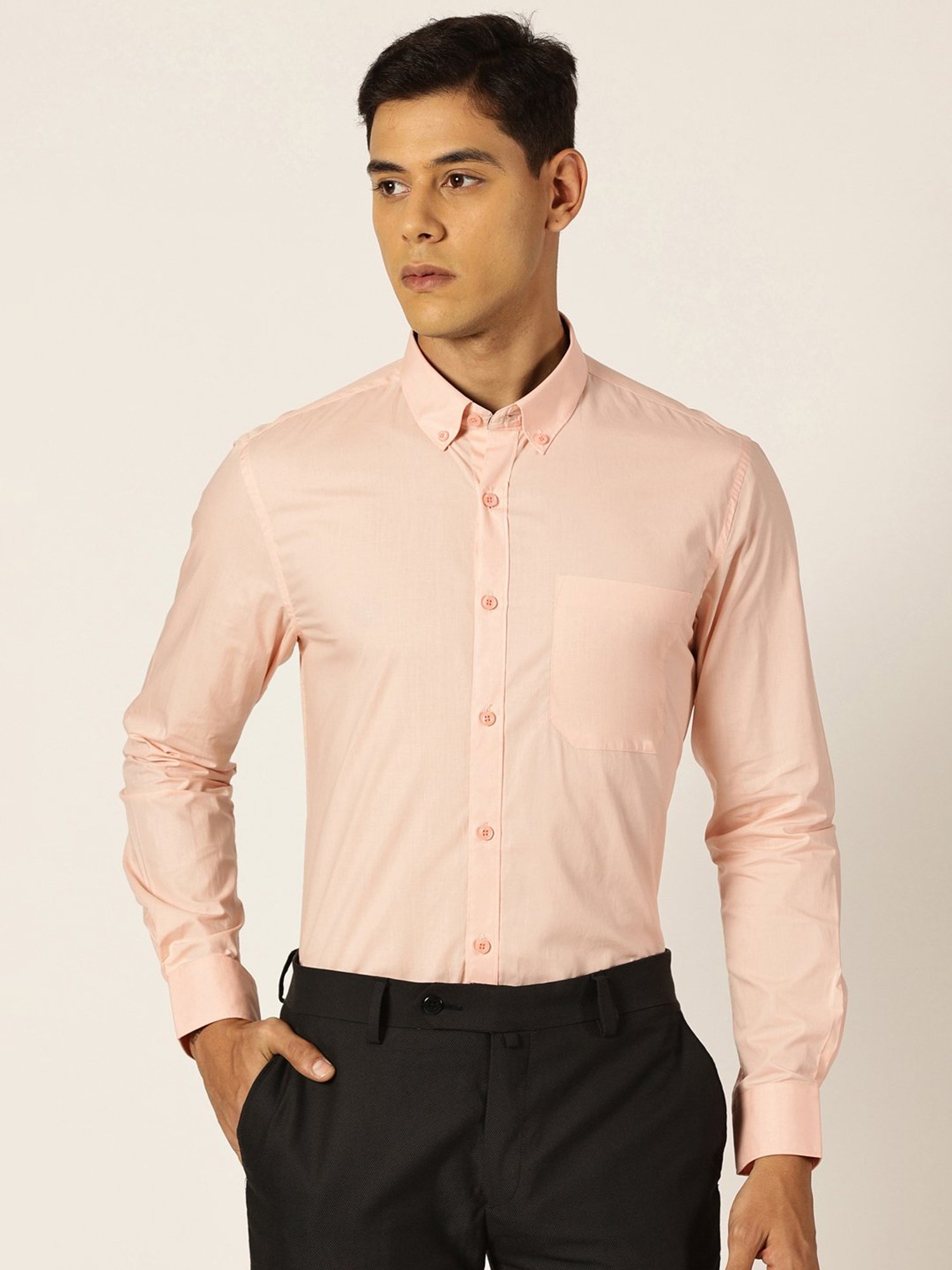Thomas Scott Light Pink Smart Fit Cotton Shirt