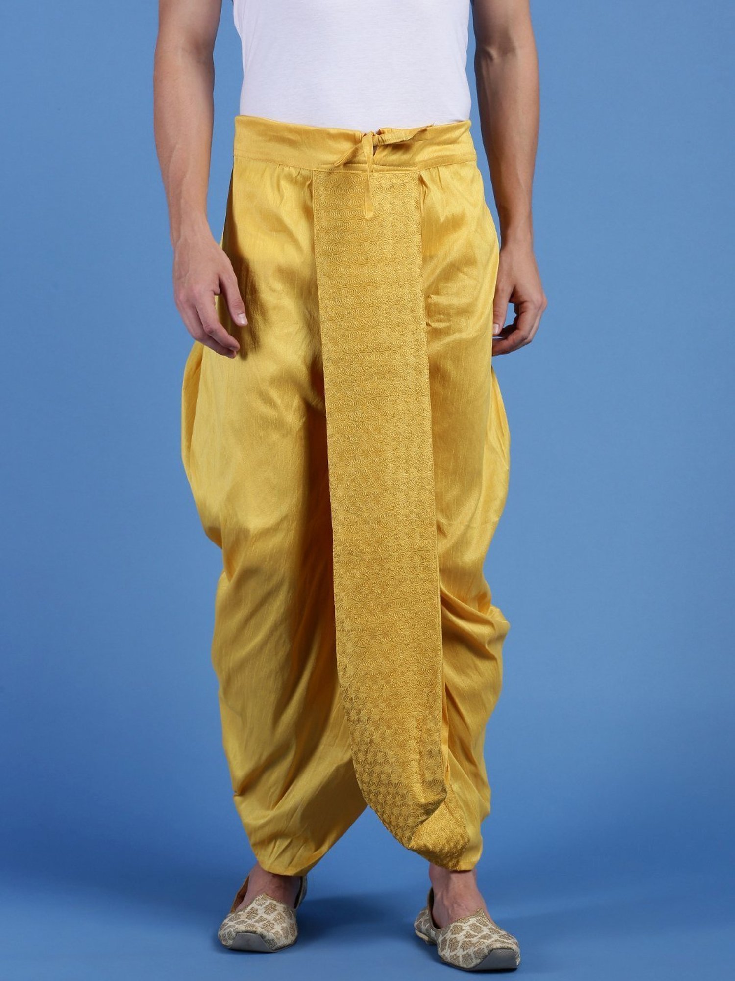 Sanwara Yellow Regular Fit Embroidered Dhotis