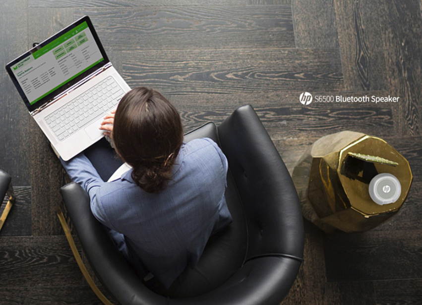 HP S6500 Mini and Portable Speaker, Outdoor Wireless Bluetooth, and 3.5mm Cable Connectivity,  Stereo Sound and Bass, Built-in HD Microphone, Handsfree Calling-Blue