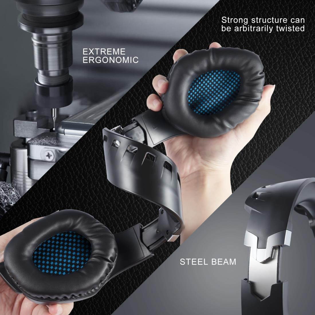 ONIKUMA K1 PRO Stereo Surround Gaming Headphone with Microphone & LED Lights(Black Red)