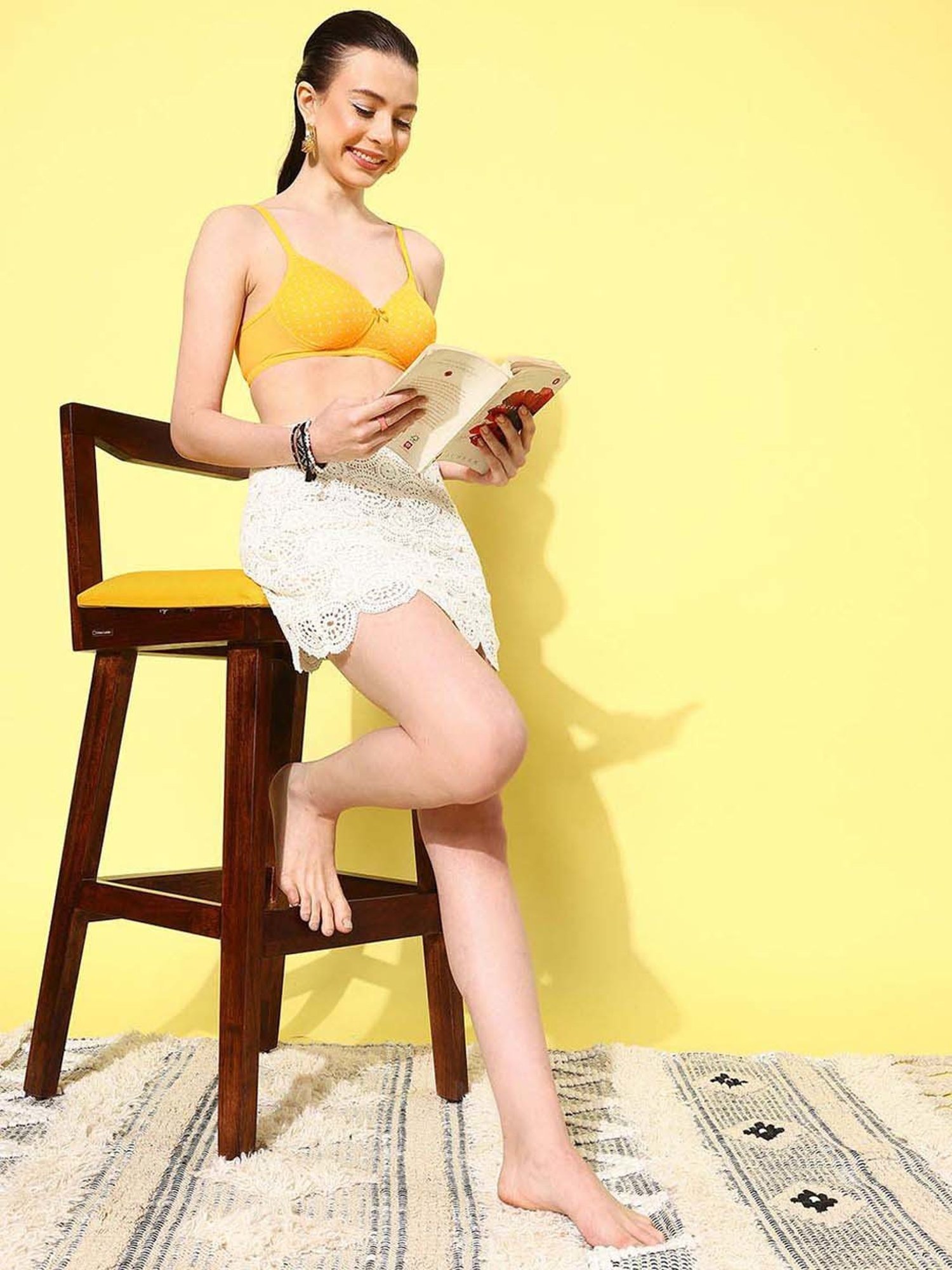 Leading Lady Yellow Printed T-Shirt Bra