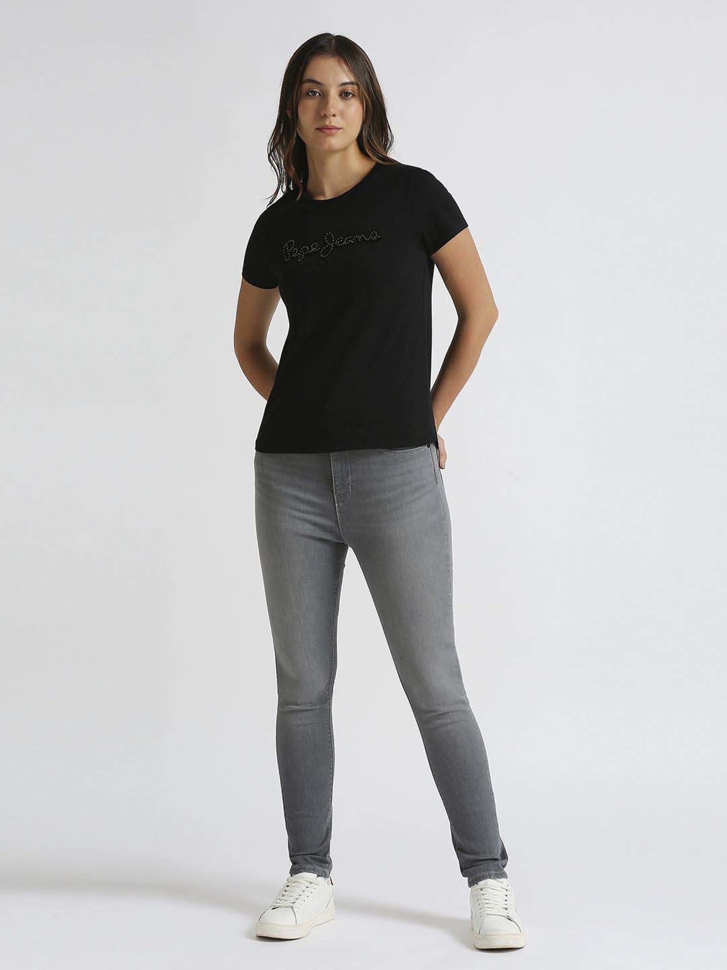 Pepe Jeans Black Cotton Printed T-Shirt