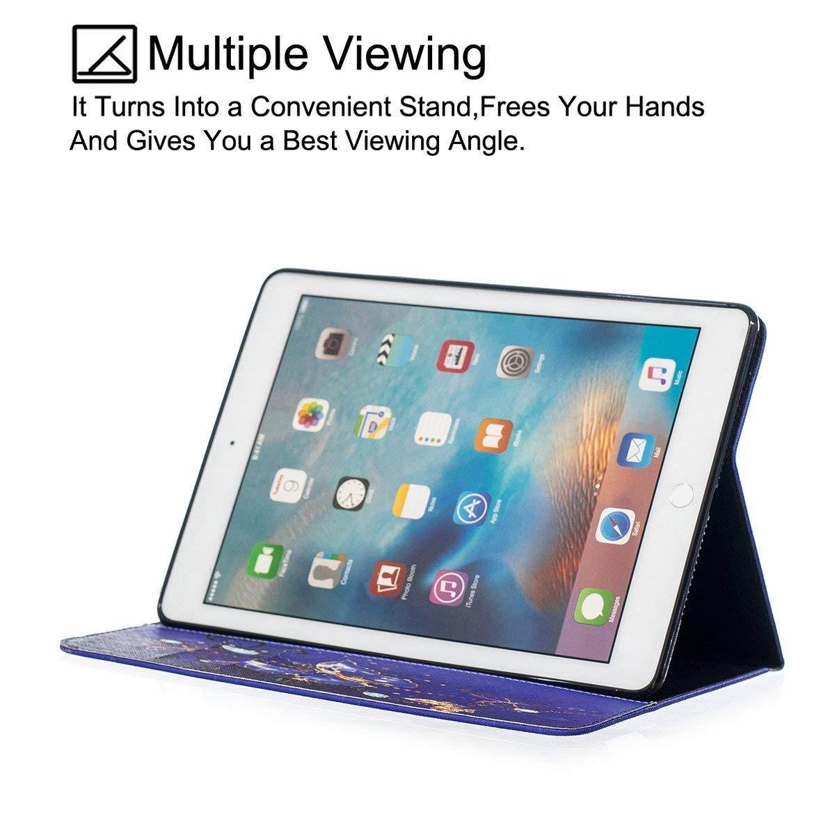 iPad 9.7 2018/2017 Case, Newshine PU Leather Wallet Stand Case for New Apple iPad Education 2018 (A1893 A1954), iPad 9.7 2017 (A1822 A1823), iPad Pro 9.7 2016, iPad Air 2, iPad Air - Cobalt Butterfly