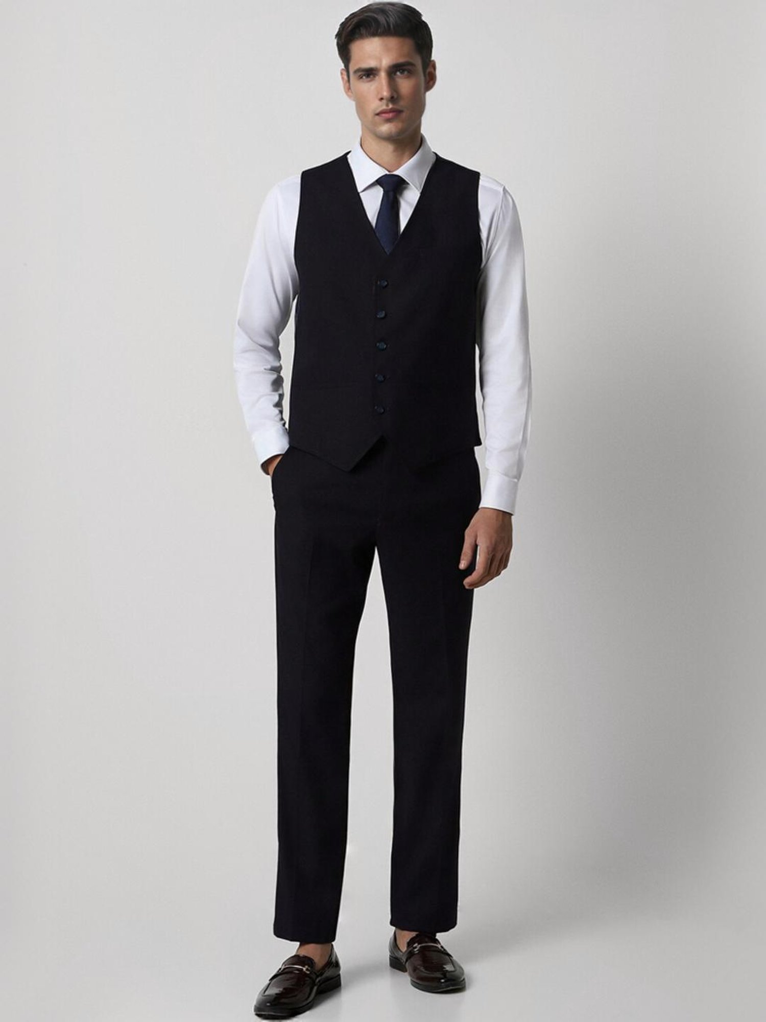 Raymond Brown  Slim Fit Printed Three Piece Suit