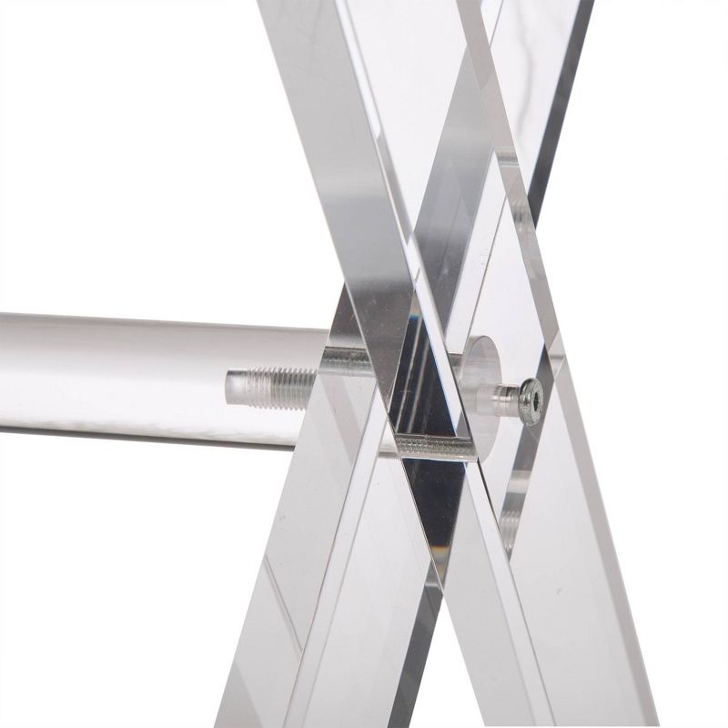 26" Faux Fur Upholstered Bench with Acrylic X Leg White - Glitzhome