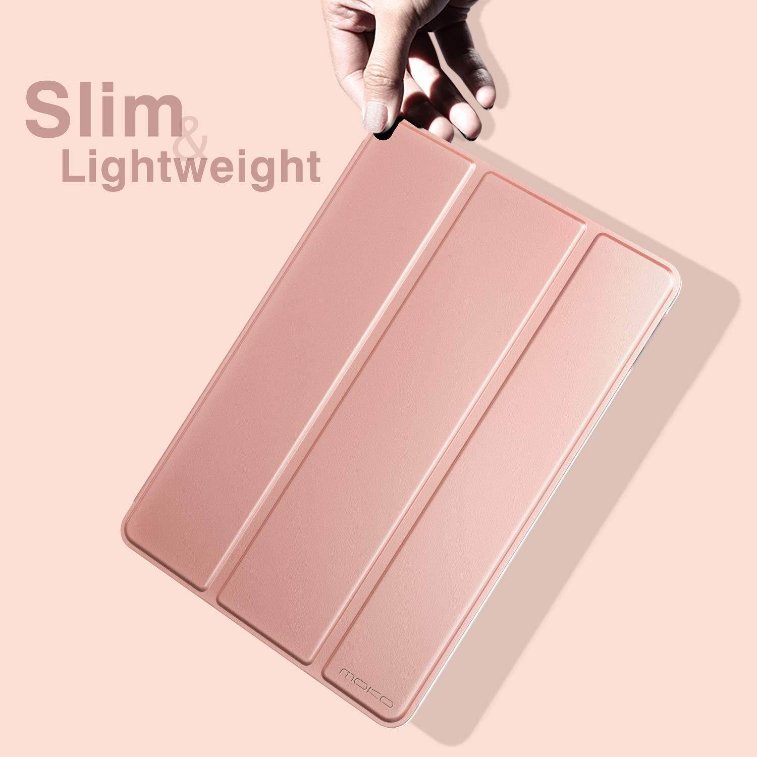 MoKo Case Fit New iPad Air (3rd Generation) 10.5" 2019/iPad Pro 10.5 2017, Slim Smart Shell Stand Folio Case with Soft TPU Translucent Frosted Back Cover Auto Wake/Sleep - Rose Gold