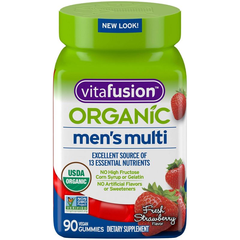 Vitafusion Organic Men's Multivitamin Gummies - Fresh Strawberry - 90ct