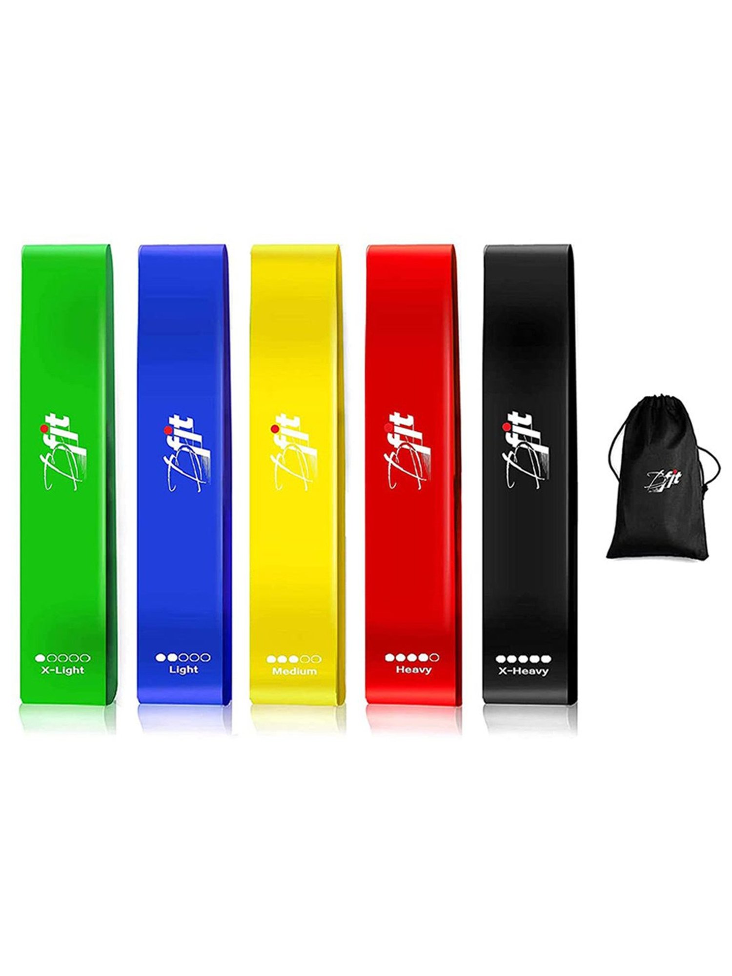 B Fit Resistance Loop Exercise Bands Set of 5 (Multicolor)