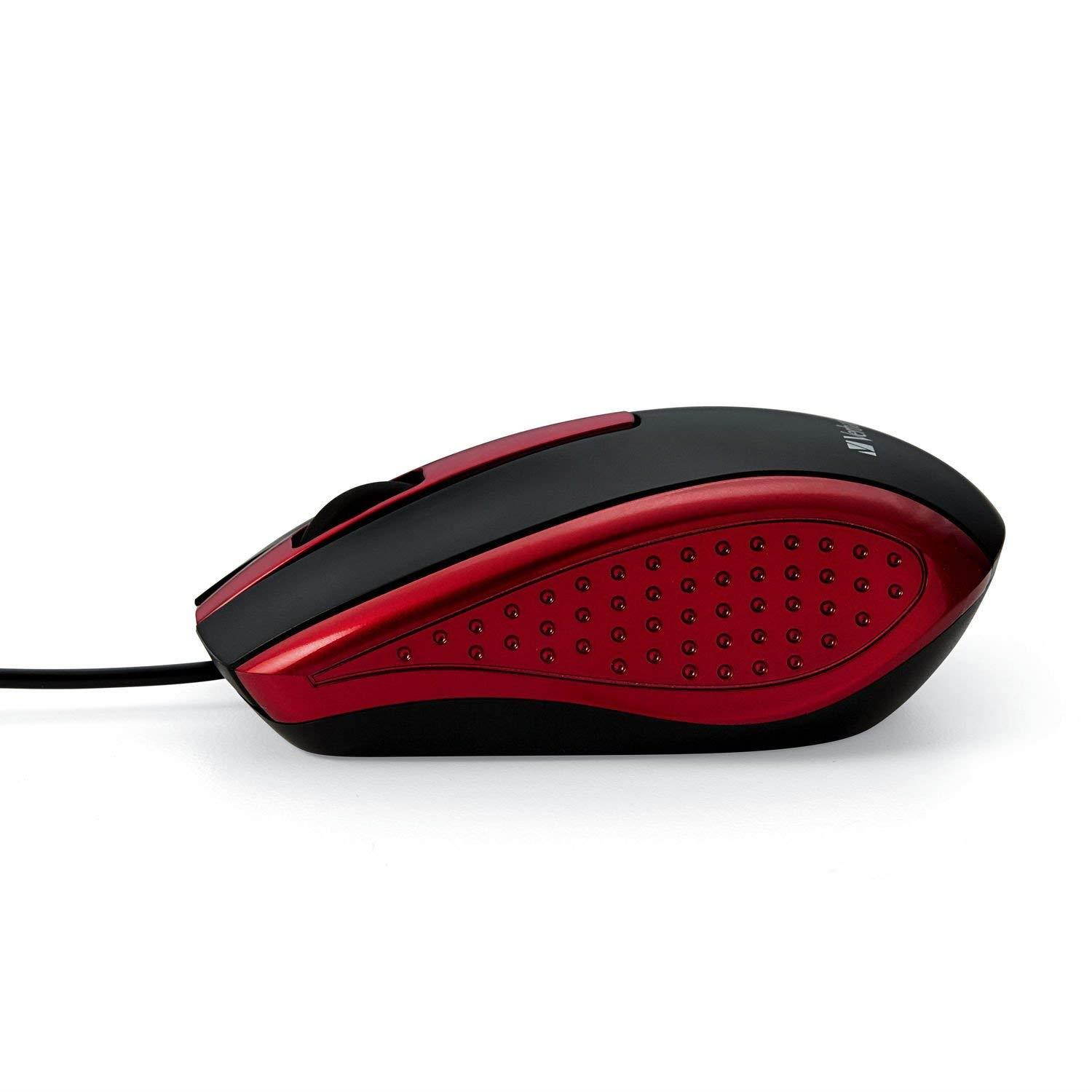 Verbatim Optical Mouse - Wired with USB Accessibility - Mac & PC Compatible - Red