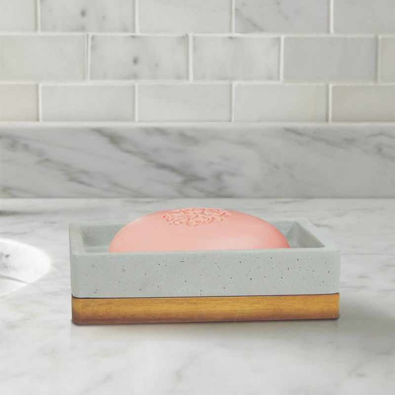 3pc Concrete Stone Bath Accessory Set for Vanity Counter Tops Gray - Nu Steel