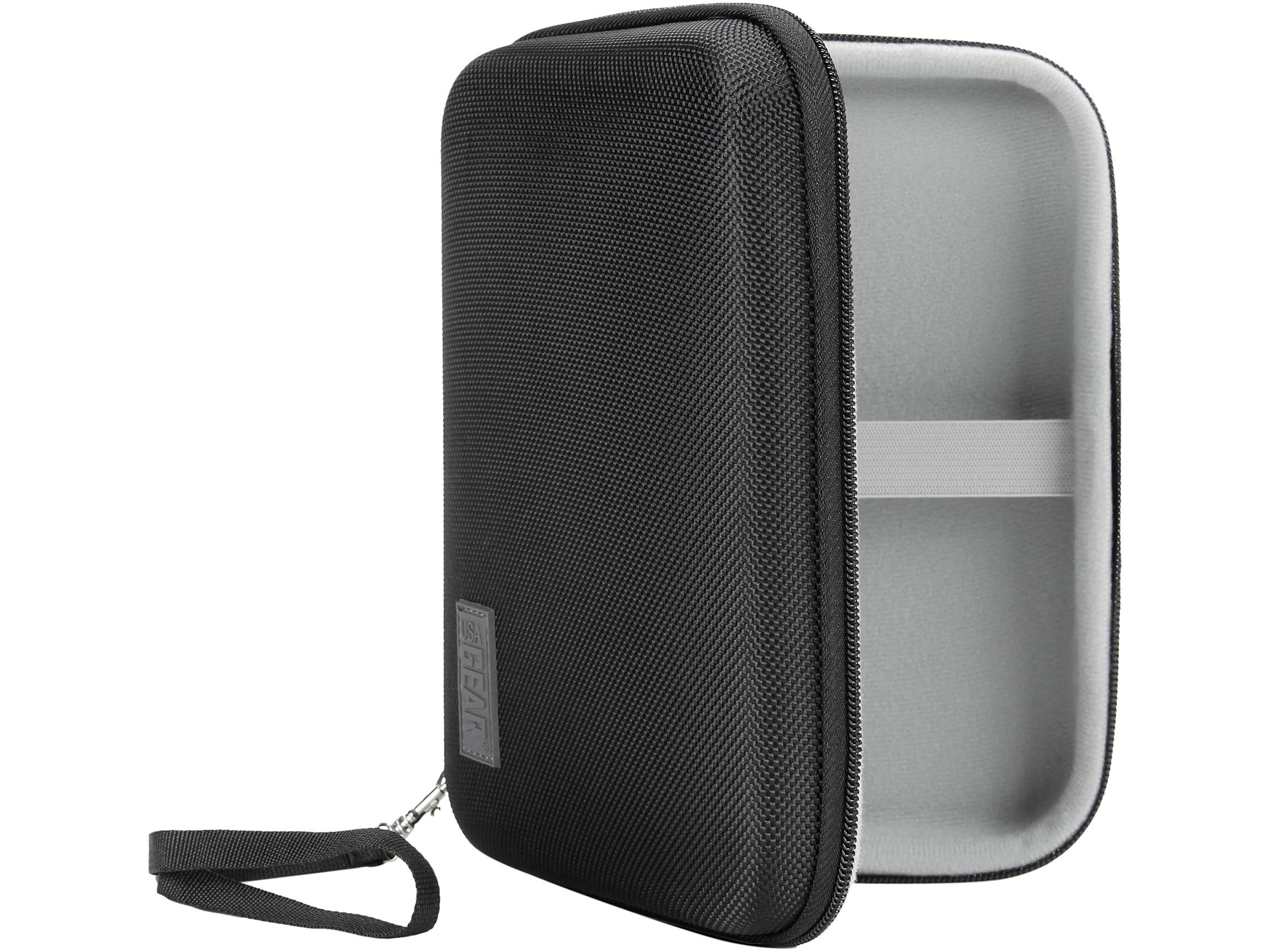 Hard Shell Electronic Organizer Travel Case 7.5" Inch with Weather-Resistant Exterior and Large Mesh Accessory Pocket by USA Gear - Holds Cables , Chargers , GPS , Hard Drives and More Electronics