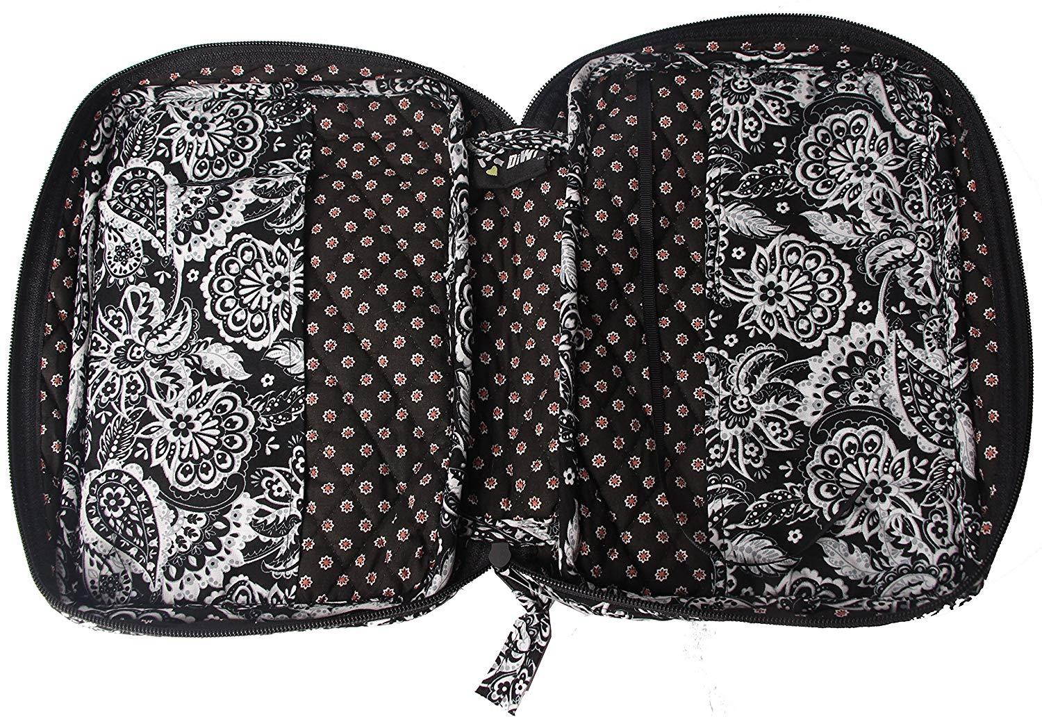 DIWI Medium Sizes 8.75 X 6.25 X 2.5 inches Bible Cover Quilted Good Book Cover Quilted Cotton Fabric Bible Cover Zip Closer Slip Pocket (M, 1804G BW Medallion)