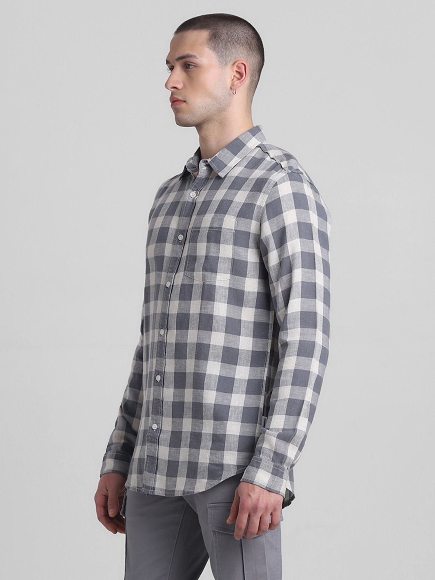 Jack & Jones Smoked Pearl Cotton Regular Fit Checks Shirt