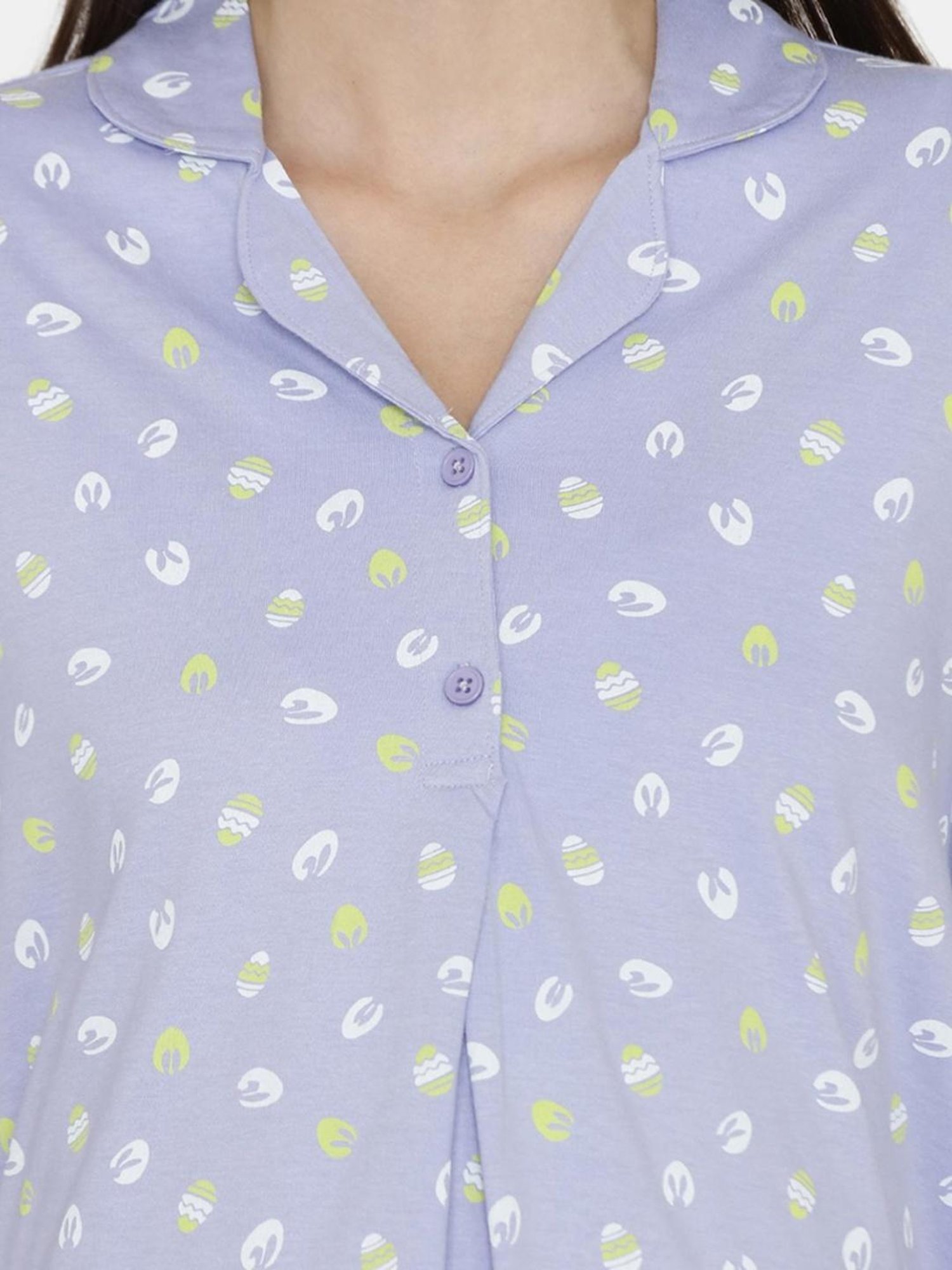 Zivame Lavender Printed Maternity Sleepwear