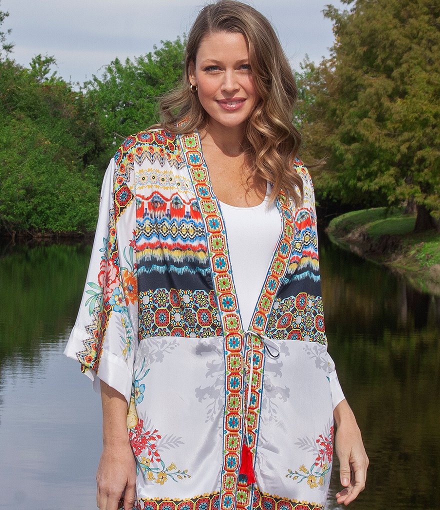 Caroline Rose Tissue Linen Bracelet Sleeve Shirt Jacket