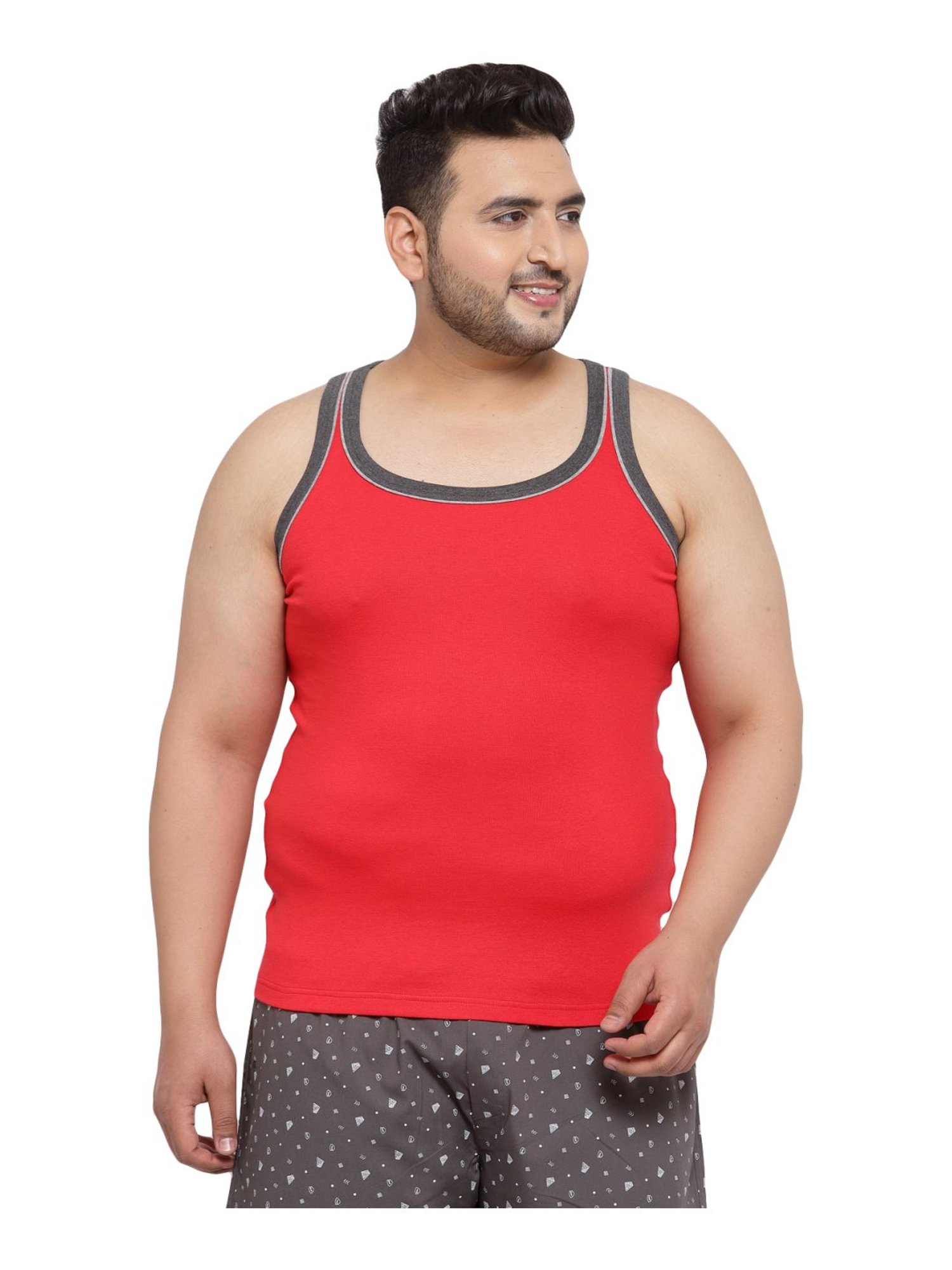 Melon by PlusS Red Cotton Regular Fit Vest