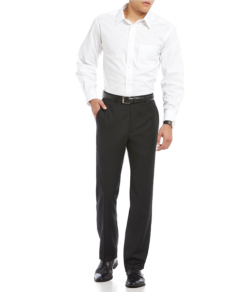Santorelli Luxury Modern-Fit Flat Front Wool Dress Pants