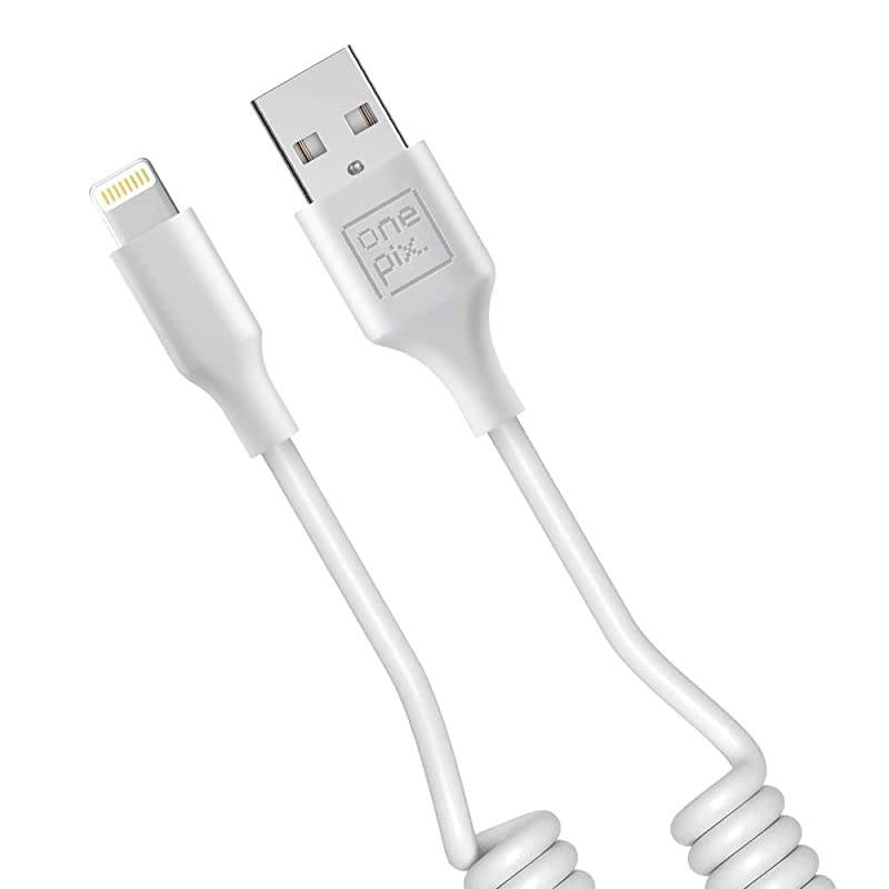 Coiled iPhCable for Car 3 ft White2PC