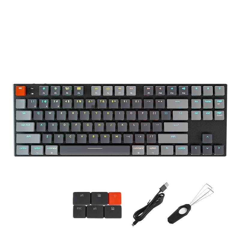 Keychron K1 87keys TKL Mechanical Keyboard, 5.1 Bluetooth and Wired Dual-mode Connectivity, Gateron Switch,  White Backlit