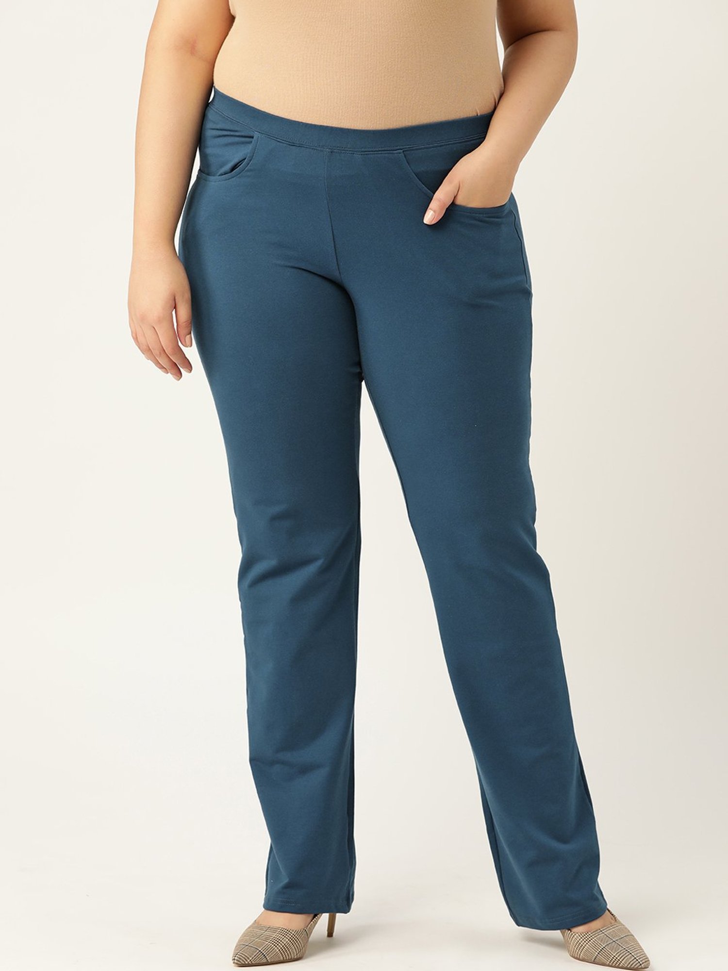 theRebelinme Blue Cotton Regular Fit Pants