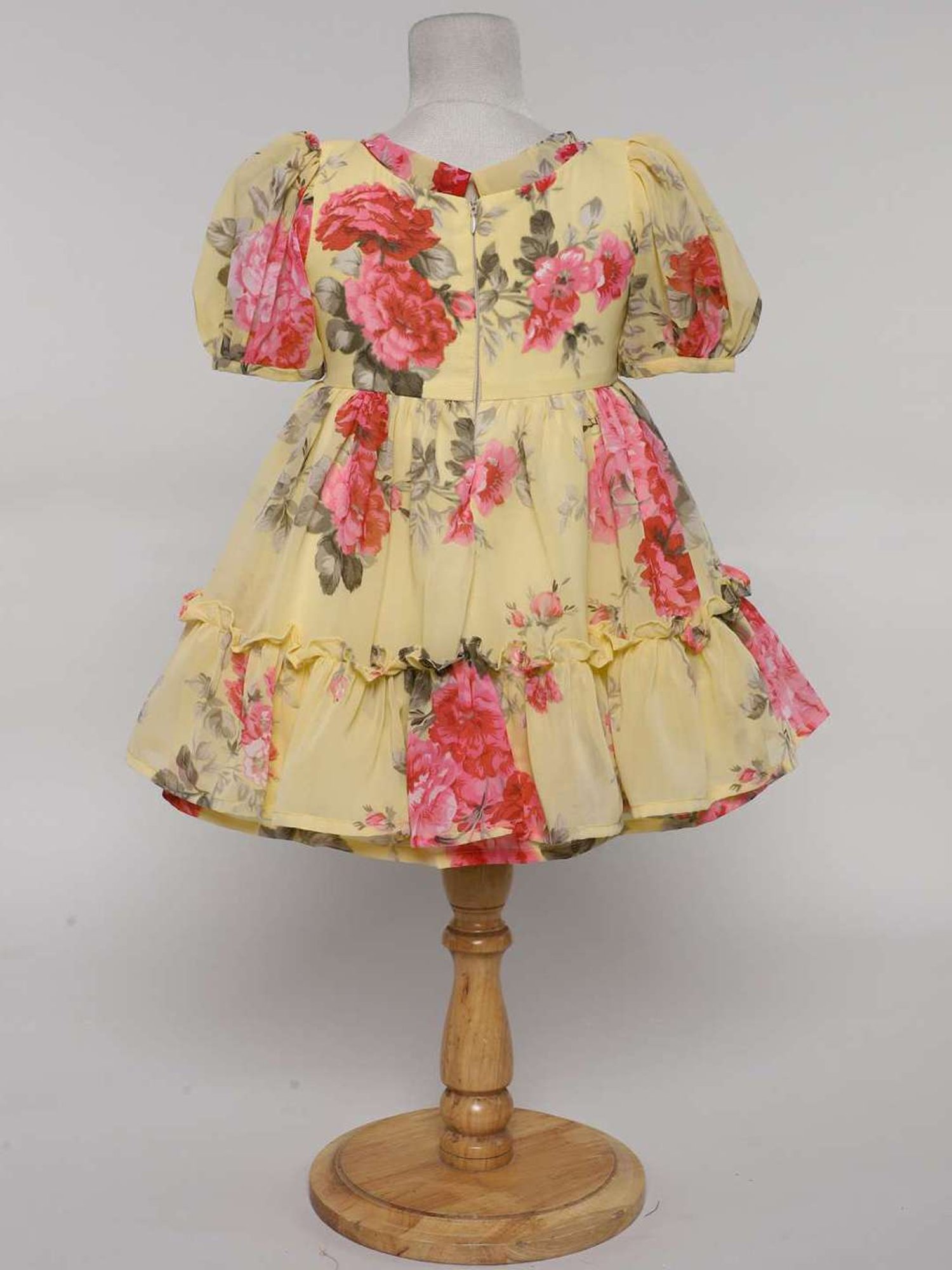 Many Frocks Kids Yellow & Pink Printed Dress