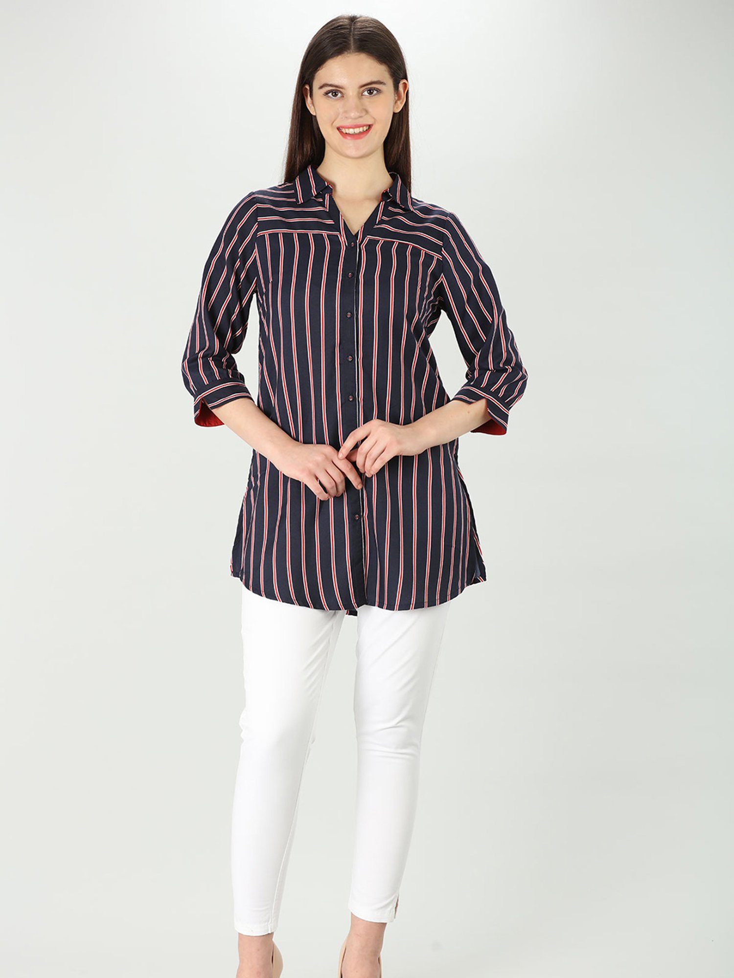 Mustard Navy Striped Shirt