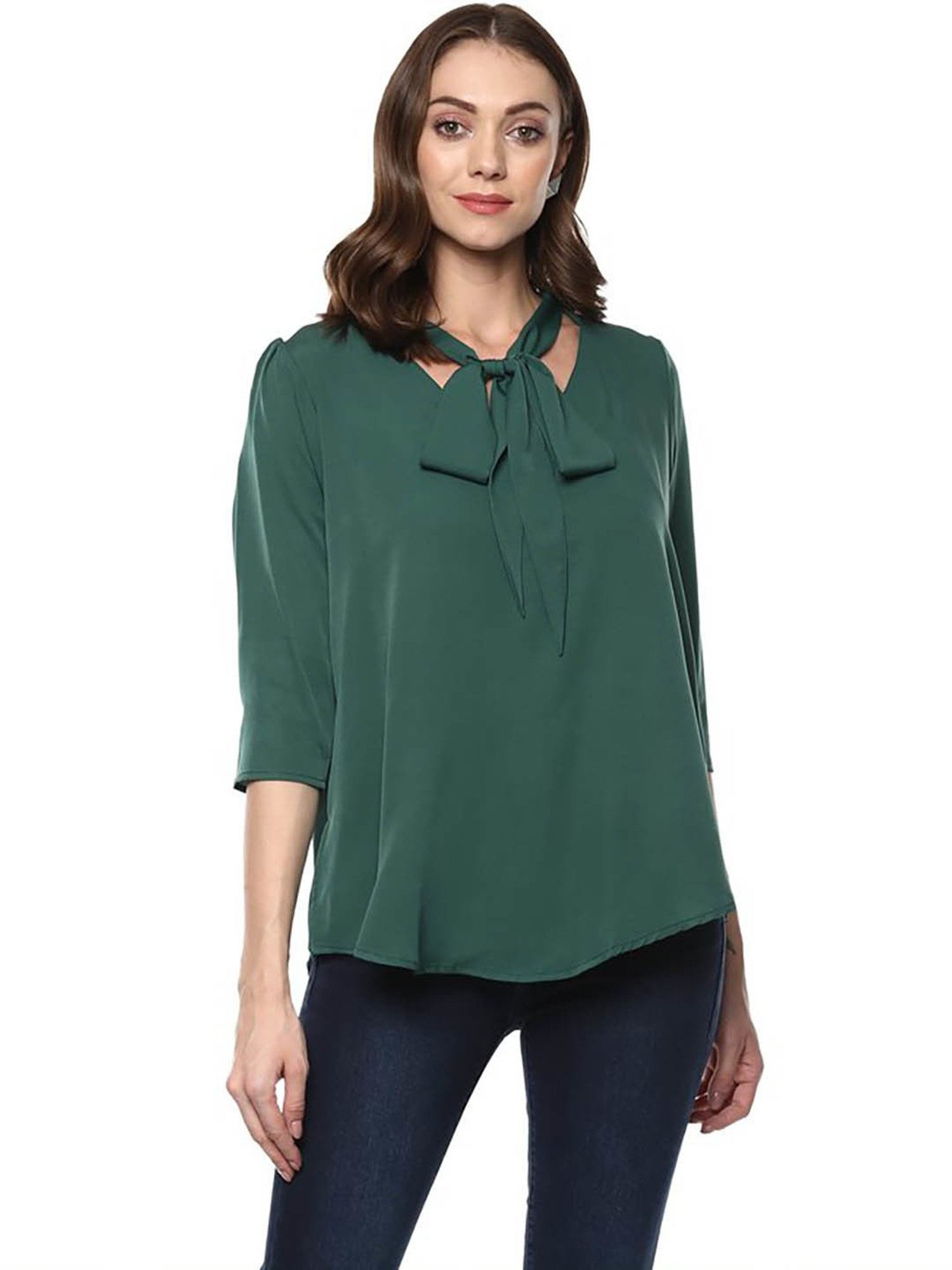 Qurvii Green Regular Fit Top