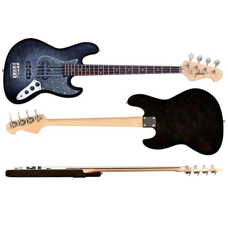 Monoprice Indio Jamm Flamed Maple Electric Bass - Charcoal, With Gig Bag