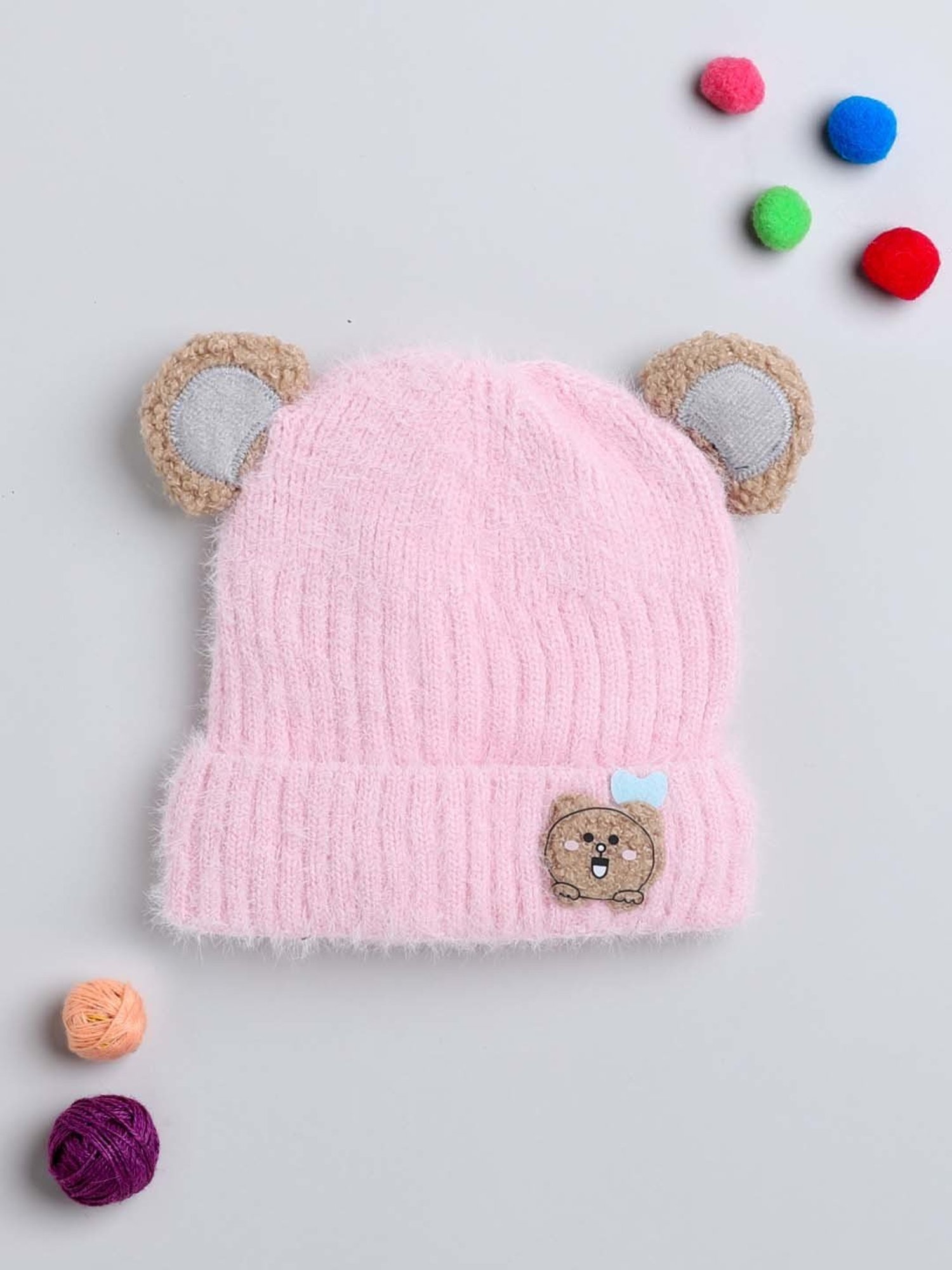 The Magic Wand Kids Pink Applique Winter Cap